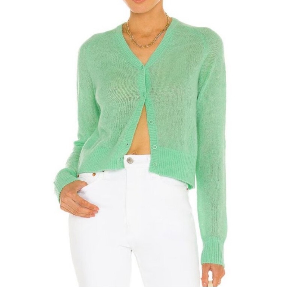 NWT RE/DONE 60S Wool Alpaca Knit Button Down Cardigan Sweater in Spearmint